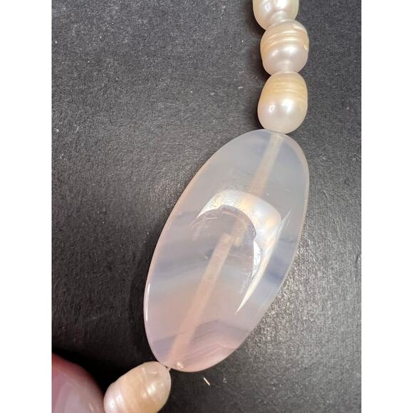 NEW freshwater pearl and agate necklace with sterling silver clasp - Picture 10 of 12